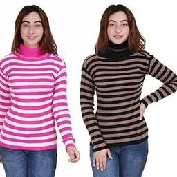 100luck Women Woollen High Neck Swater Skivvy Pack of 2-picture-55