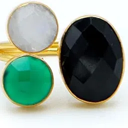 dua Black Onyx & Rainbow Moonstone Ring – Handmade Multistone Spiritual Jewelry-picture-21