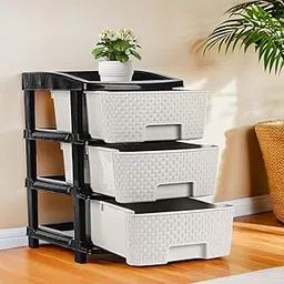 Kuber Industries Multi-Purpose 3-Layer Plastic Drawer Storage Organiser | Durable & Modular Kitchen & Toy Organizer For Kids Room, Office & Home | Black & White-picture-21