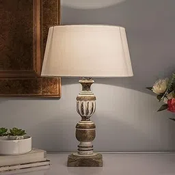 Homesake ® Antique French Trophy Carved Table Lamp with Empire Drum Shade - White.-picture-37