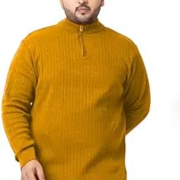 colorchakra Plus Size Wool Cardigan for Mens Half Zip Woollen Sweater 2XL to 5XL-picture-56