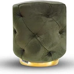Ottoman Pouffes Stool for Living Room Sitting Furniture Wooden Velvet Puffy Stool Footrest Footstool Pouf for Home Decor, Dressing Table Stool (18 Inch Height,Grey)-picture-26