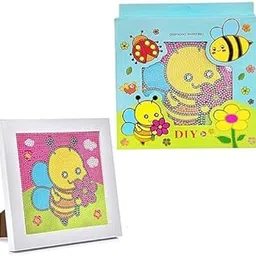 Taufa Villa Diamond Painting Kit for Kids with Frame & Tools - 17 X 17 Cm 5D Cartoon Painting Set, DIY Art & Craft Materials (Honey Bee)-image-8
