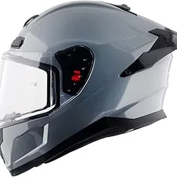 Axor Saber ISI ECE and DOT Certified Gloss Finish Full Face Helmet for Men with Pinlock Fitted Clear Visor -Nardo Grey-XL image 1