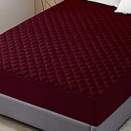 Dream Care Sapphire Water Proof Cotton Quilted Mattress Protector 78X66 Inch for Double Bed Queen Size - Ultra Soft Mattress Cover (Maroon - Pack of 1)-image-15