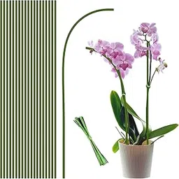 HASTHIP® 20Pcs Plant Supports Flexible Plant Climbing Stakes 16 Inch Plant Support Rods Bendable Metal Wire Poles with Twist Ties for Plants Training and Gardening Applications Indoor Outdoor Use-image-7