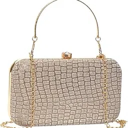 adisa textured formal party clutch with gold chain for women and girls (CL104-ANTI)-picture-14