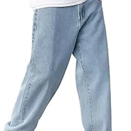 Classic Relaxed Fit Light Blue Denim Jeans, Straight Leg, Casual Style-picture-38