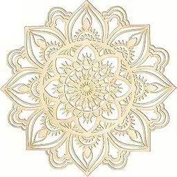 Cliths Bohemian Wooden Wall Art Intricate Floral Mandala Carved Panel, Hollow Design, Indoor Outdoor Home Decor, Vintage Style, Easy to Hang, Versatile 22CM-picture-31