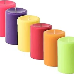 atorakushon atorakushon® Smokeless Scented Paraffin Wax Multi Colour Round Pillar Candles Decoration for Party,Birthday Party,Dinner Table, Living Room Pack of 6-picture-21