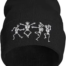 Crazy Beanies Hat, Men's and Women's Winter Htas Warm Black Fashion Cool Embroidered Beanie Knit Hat for Men & Women-image-83