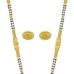 Stylish 28 Inch Gold Plated Black Beads Long Chain Mangalsutra for Women-image-60