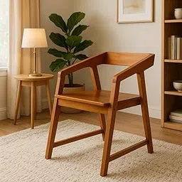 Solid Sheesham Wood DIY Armchair for Living Room | Mid-Century Modern Accent Chair | 72x50x60 cm | Wooden Lounge Chair for Home & Office (Honey)-image-33