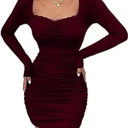 captain shah Women's Dress Bodycon One Piece Ribbed Mini Retro Slim Fit, Trending, High Stretch Elastic & Stylish Full Sleeve.-picture-52