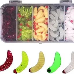 Flavizo 100-Piece Mealworms Fishing Lures Set, Soft Plastic Fish Bait for Freshwater and Saltwater, Durable Fishing Bait for Anglers, Complete Fishing Accessories Kit-image-4