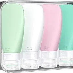 INSFIT Portable Travel Bottles, TSA Carry On Approved Toiletries Containers, 90ml Leak Proof Squeezable Silicone Tubes, Refillable Travel Accessories for Shampoo Body Wash Liquids 4 PacK-image-22