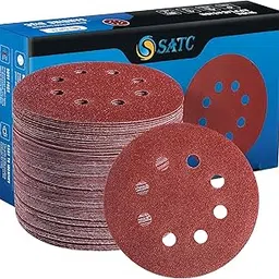 SATC Sanding Discs 125 mm 8 Holes Hook and Loop Sanding Discs for Orbital Sander 40 60 80 120 180 240 320 Grit Pack of 72-picture-30