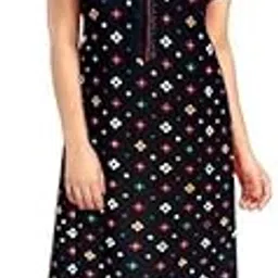 Women AALIT Cotton Nighty, Nightgown, Attractive Nightwear, Maxi, Nighty, Nightdress, Gown, Feeding Zipper Gown - Pack Of 1 (Free Size, Blue)-picture-24