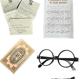 1 Wand, 1 Ticket, 1 Glasses, 1 Acceptance Letter, 1 Spell Sheet Wand, Magic Wand Set Includes, Perfect for Cosplay and Magic Performances-picture-26