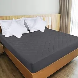IVAZA Waterproof Queen Size 72 x72 inch Cotton Quilted Mattress Protector Breathable Hypoallergenic Noiseless Ultra Soft Elastic Fitted Bed Protector Mattress/Bed Cover (Queen 72 x72 inch |) Silver image 1