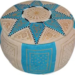 Treasures of Morocco Pouf Ottoman Footrest Hassock Handmade Leather Comfortable Unstuffed-picture-34