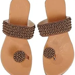 Happy Shopping - Women's Style Rajasthani Chappal Flats Sandal Girls Slipper for Party, Office, Casual Wear. (Mani)-image-26