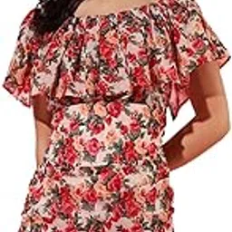 trend arrest.ed Women's Floral Ruched Mini Dress | Off-Shoulder Ruffle Neckline | Fully Lined Short Dress | Casual Summer Brunch & Vacation Wear-picture-12