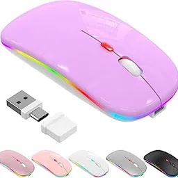 Azmall Bluetooth Wireless Mouse, Slim LED Rechargeable Silent Mouse with 2.4GHz USB-A/USB-C Receiver & Type-C Adapter, Compatible with Laptop, MacBook, iPad, iPad Pro,Mac,Tablet - Purple-picture-30