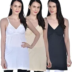 aimly Women's Cotton Long Bra Cum Camisole Slip Combo Pack of 3-picture-41