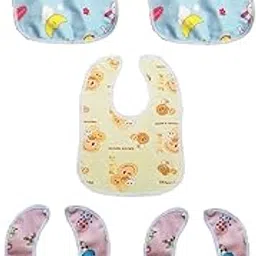 Manan Shopee Baby Feeding Bib | Baby Bibs/Apron Cute Multi Print | Baby Waterproof Bib Set | Baby Laliya Bibs For Babies (Multi- Pack Of 5)-picture-21