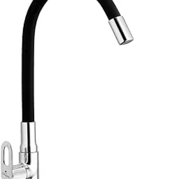 Cliquin Flexible Brass Swan Neck Faucet with 360° Swivel Black Silicone Spout | Pillar Tap Design | Quarter-Turn Ceramic Disc | Kitchen & Bathroom | 10-Year Warranty (Venna)-picture-24
