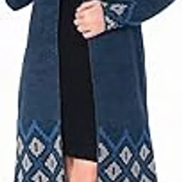 hautemoda Women's Woollen Long Front Open Shrug with hoodie with Pockets-picture-11