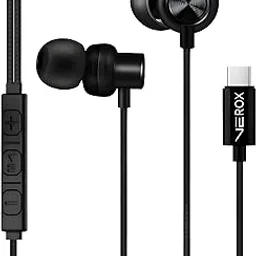 VEROX Nylon Braided Type C Wired Earphone with Inline Control Mic and Volume Control Anti Tangle Wire Compatible with Type-C Devices- Black-picture-10