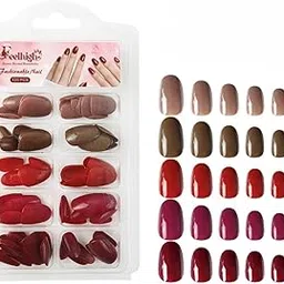 120 Pcs Press On Nail Tips - Medium Round Artificial Nail Extensions in 5 Colors, Natural Reusable Stick-On False Nails Kit for Women & Girls, 12 Sizes, Salon-Like Finish (Shade 03)-image-90