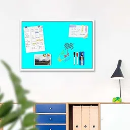 ArtzFolio Blues & Cyans Family Aqua Colour | Framed Magnetic Dry Erase White Board | Includes Sticky Notes, Magnet Buttons & Markers | White Frame | 36 x 24 inch (91 x 61 cms)-picture-14