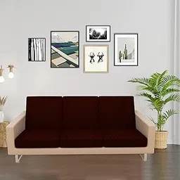 DREAM CARE Amber Beyond Waterproof Elastic Sofa Seat Cover 3 Seater | Flexible Stretchable Sofa Seat Protector (Color: Coffee, Size: 23 Inch x 23 Inch), Pack of 6-picture-38