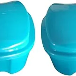 NIMMZ COLLECTION 2Pcs Denture Case Portable Denture Bath Box Case FALSE Teeth Storage Box Denture Cup with Strainer Basket for Travel Home Cleaning (Random Color)-picture-35