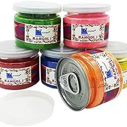 Ascension Rangoli Powder Colors Bottles 80gm Each Design Diwali Floor Rangoli Art Ceramic Colours Rangoli Color Powder Rang for Navratri Pongal Pooja Onam Mandir (Set of 5)-picture-23