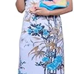 Women's Printed Satin Nightwear Maternity/Feeding Nighty Multicolored, Size-Large (Article No-594)-picture-36