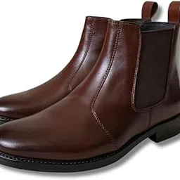 upheave Men’s Genuine Leather Chelsea Boots – Slip-On Ankle Dress Boots with Elastic Gussets for Formal & Casual Wear-picture-52