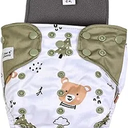 Bear & Bunny cloth diapers for babies 0-3 years, Free Size washable 1 reusable cloth diaper 1 insert pad combo Adjustable Button Strap, Cotton & Terry Fabric for new born baby diapers-picture-15