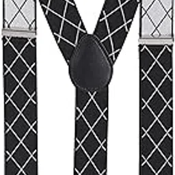 riyasat Men's Geomatric Pattern 3-Clip Suspenders | Stretchable Spandex Fabric 1-Inch Wide Belt and 155 cm Length Suspendor for Shirts | (Black & White)-picture-12