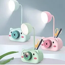 Pack Of 1 Kids Cartoon Pig LED Table Lamps Pen Holder Stand and Pencil Sharpener Study Desk Stationery Organiser Kids Bedroom Bedside Night Light for Reading and Study Lamp Also Mobile Holder (Multicolor)-picture-33