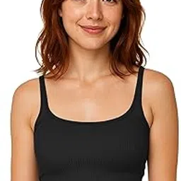 eleg & stilance Women's Ribbed Crop Cami Top – Stretchable Cotton Blend Tank with Spaghetti Straps | Sleeveless Fitted Bralette Style Top-picture-21