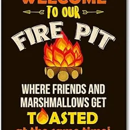 Honey Dew Gifts Funny Camping Signs, Welcome to Our Fire Pit Where Friends and Marshmallows Get Toasted, 9 x 12 inch Camper Decor-picture-36