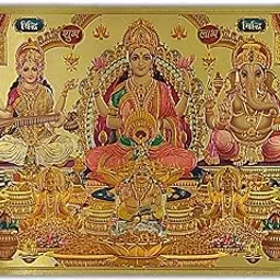 UNIq Diwali 3D 24K Gold Foil Plated Self Adhesive A3/Large Size with Kuber Shri Ganesh Lakshmi Saraswati-picture-22