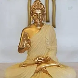 The Decorshed 15 inches Golden/Cream Buddha Figure for Home Decor, Garden Decor, Buddha for Garden Outdoor, Buddha for Garden Decor, Buddha for Gardening image 1