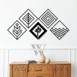 woozy work Four Elements Tree Wooden Wall Art, Hanging Art Home Decor for Living Room, Restaurant decor Kitchen, Kids Room, Wall Decor, Black wooden art for Office Wall (30x30 cm) (STYLE 2)-image-14