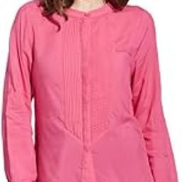 latin quarters Women Pink Mandarin Collar Full Sleeve Solid Shirt Blouse-picture-33