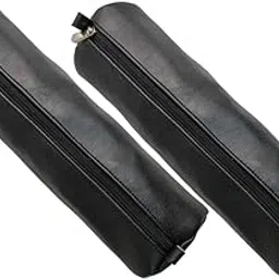 Round Leathertte Zipper Pen, Pencil & Cosmetic Case - Pouch Stationery Bag for All Age Groups - Black-picture-14